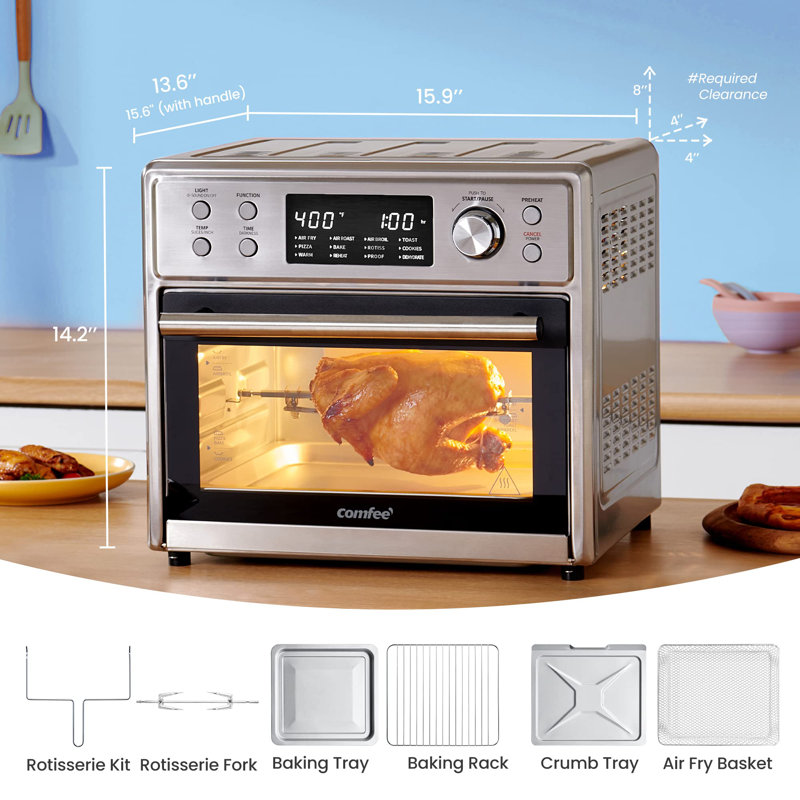 COMFEE' 12in1 Toaster Oven Air Fryer Combo Rotisserie, Countertop